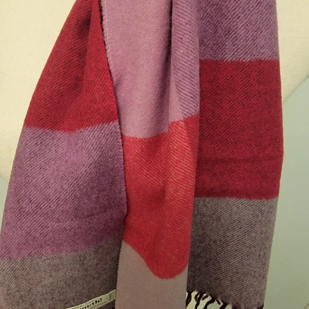 Vintage Plymouth Scarf 100% Superfine‎ Lambswool Striped Scarf West Germany